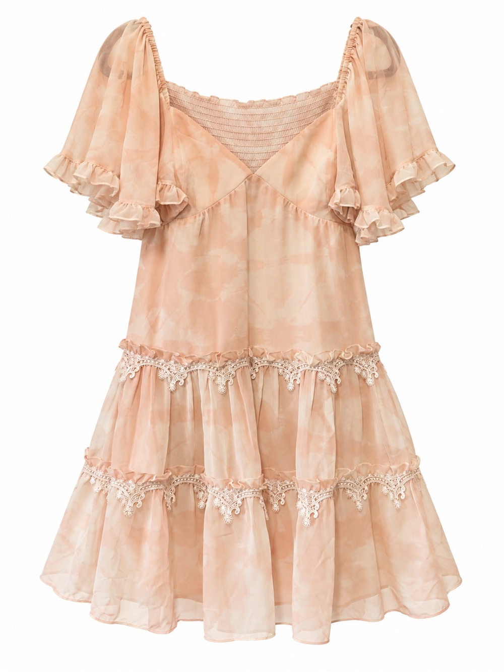 Revolve Sachin & Babi Melanie Sheer Ruffle Sleeve Tiered Mini Dress